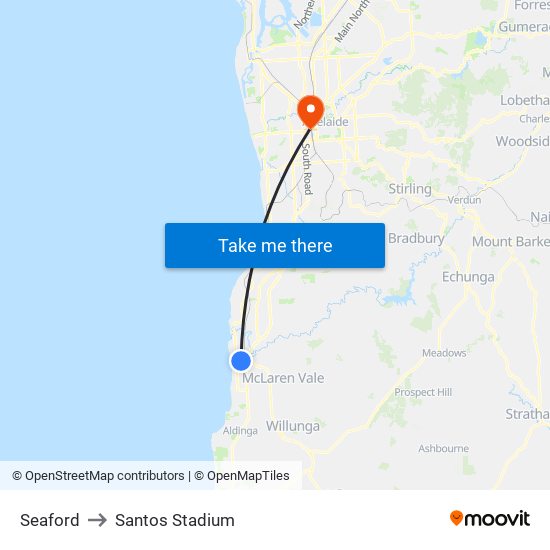 Seaford to Santos Stadium map
