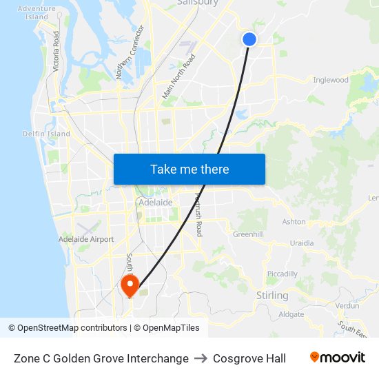 Zone C Golden Grove Interchange to Cosgrove Hall map