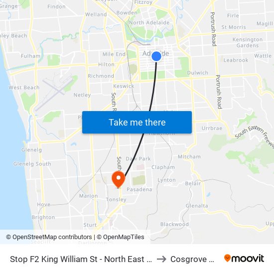 Stop F2 King William St - North East side to Cosgrove Hall map