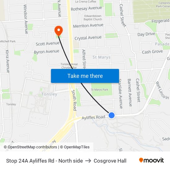 Stop 24A Ayliffes Rd - North side to Cosgrove Hall map