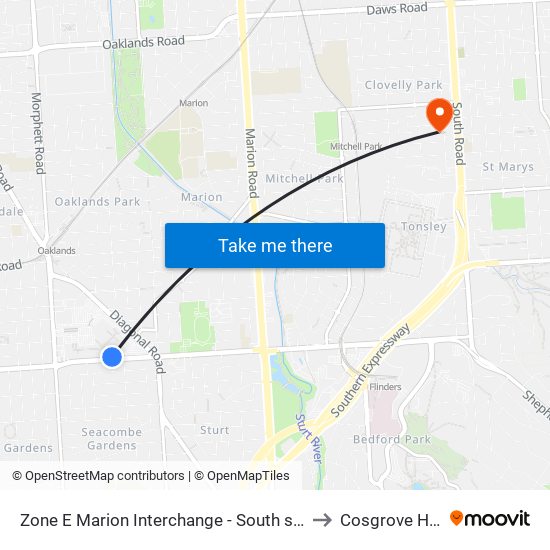 Zone E Marion Interchange - South side to Cosgrove Hall map