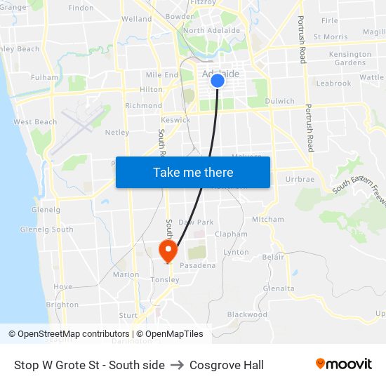 Stop W Grote St - South side to Cosgrove Hall map