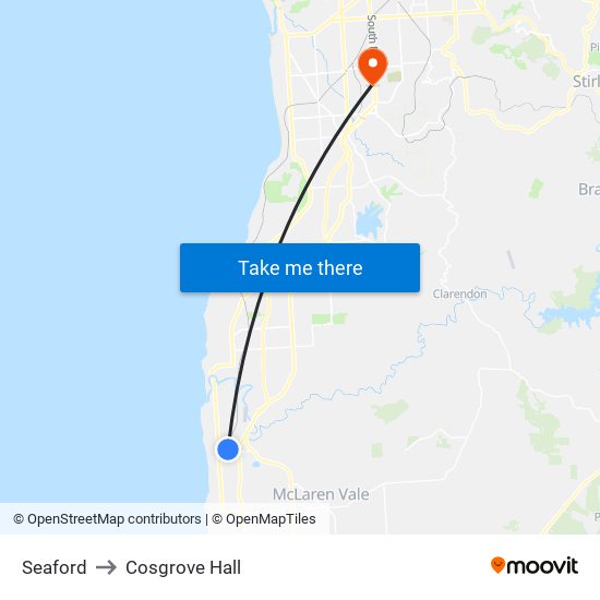 Seaford to Cosgrove Hall map