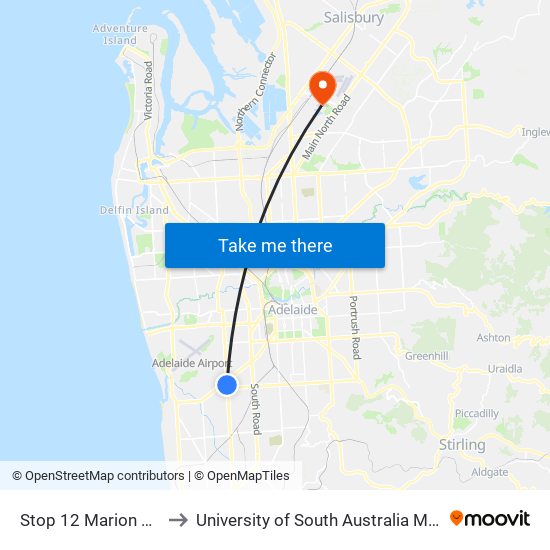 Stop 12 Marion Rd - West side to University of South Australia Mawson Lakes Campus map