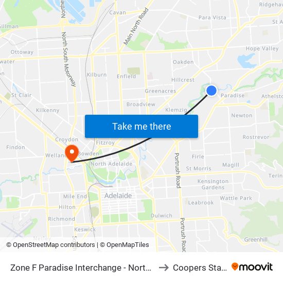 Zone F Paradise Interchange - North West side to Coopers Stadium map
