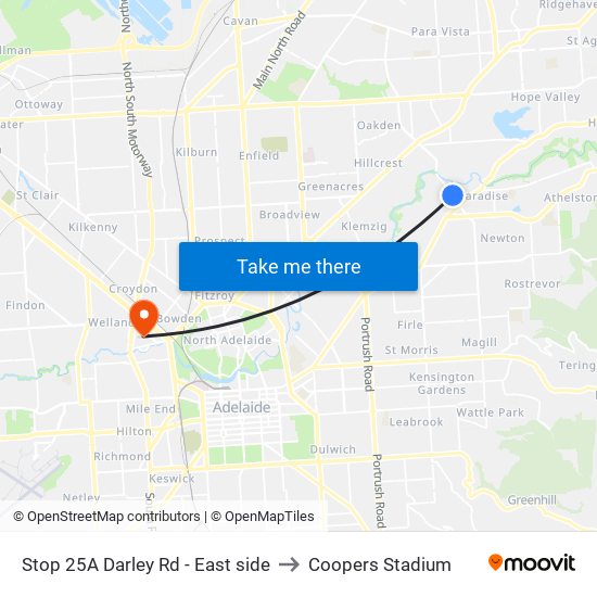Stop 25A Darley Rd - East side to Coopers Stadium map