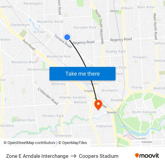 Zone E Arndale Interchange to Coopers Stadium map