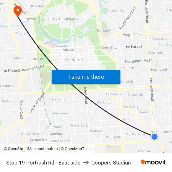 Stop 19 Portrush Rd - East side to Coopers Stadium map