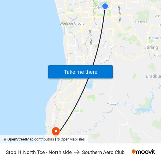 Stop I1 North Tce - North side to Southern Aero Club map