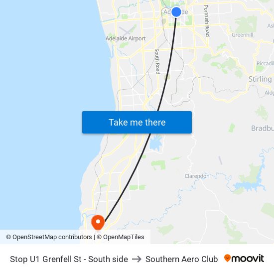 Stop U1 Grenfell St - South side to Southern Aero Club map