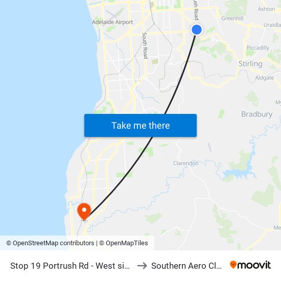 Stop 19 Portrush Rd - West side to Southern Aero Club map