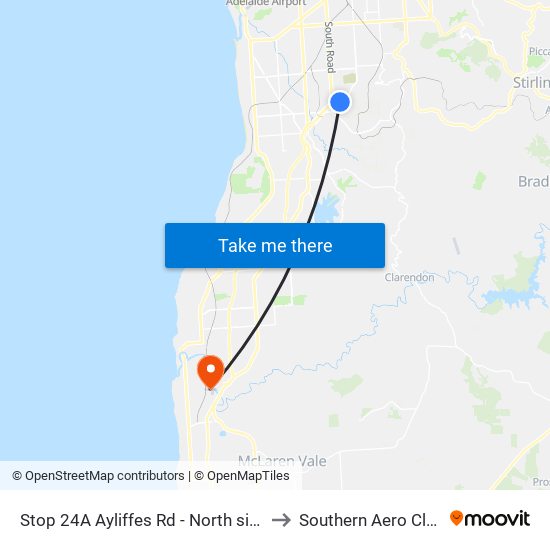 Stop 24A Ayliffes Rd - North side to Southern Aero Club map