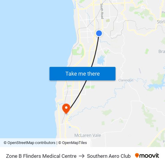 Zone B Flinders Medical Centre to Southern Aero Club map