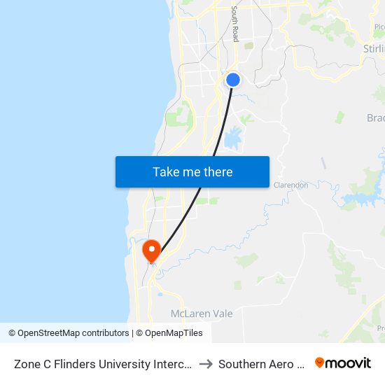 Zone C Flinders University Interchange to Southern Aero Club map