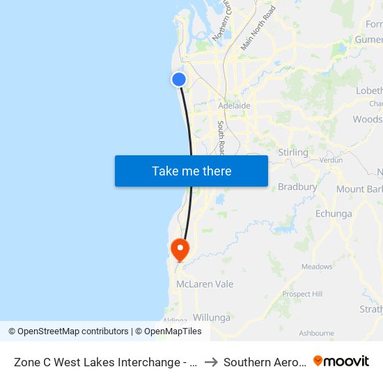 Zone C West Lakes Interchange - East side to Southern Aero Club map