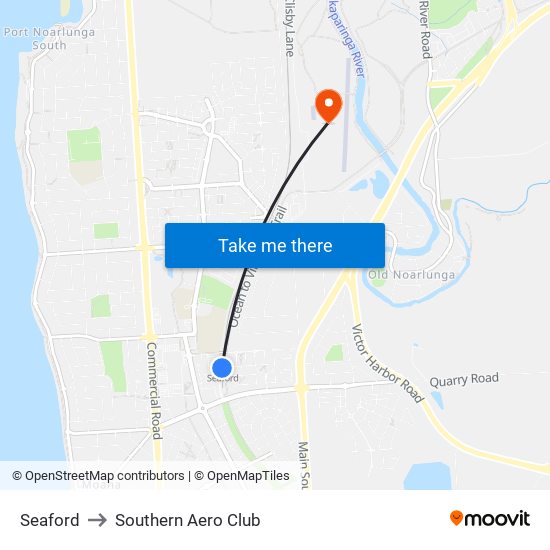 Seaford to Southern Aero Club map