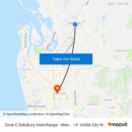 Zone C Salisbury Interchange - West Side to UniSA City West map