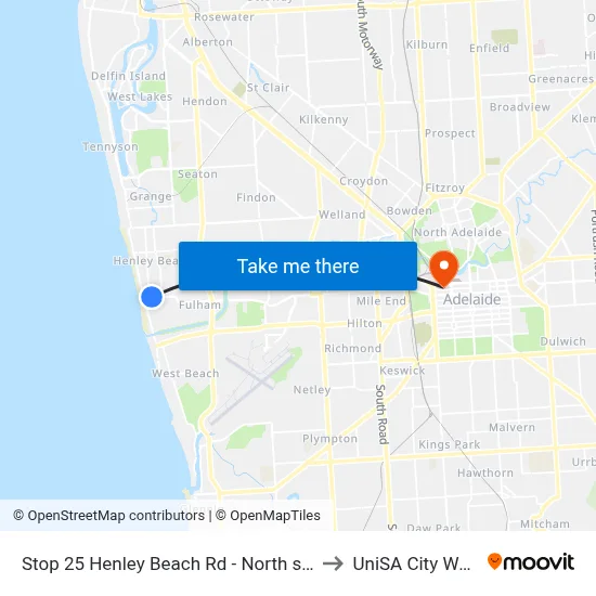 Stop 25 Henley Beach Rd - North side to UniSA City West map