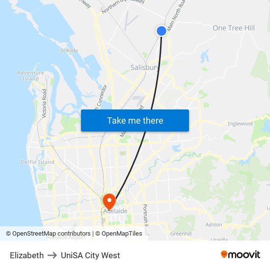 Elizabeth to UniSA City West map