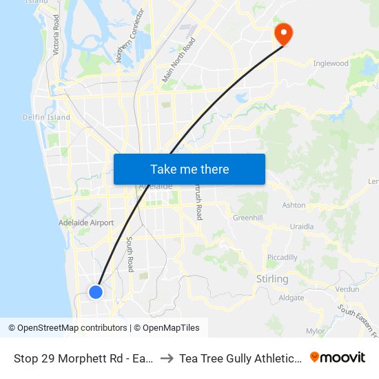 Stop 29 Morphett Rd - East side to Tea Tree Gully Athletics Club map