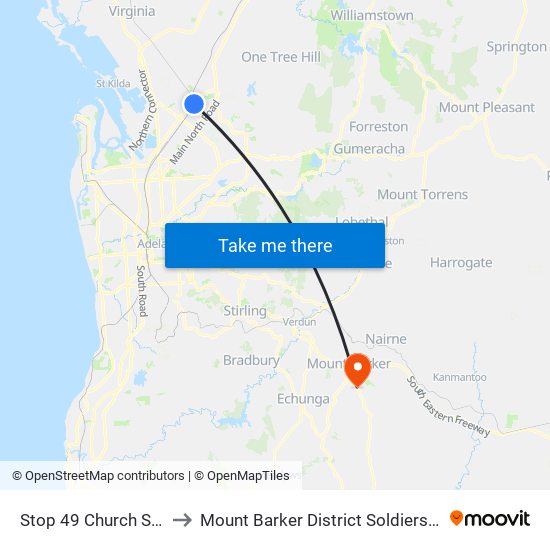 Stop 49 Church St - West side to Mount Barker District Soldiers' Memorial Hospital map