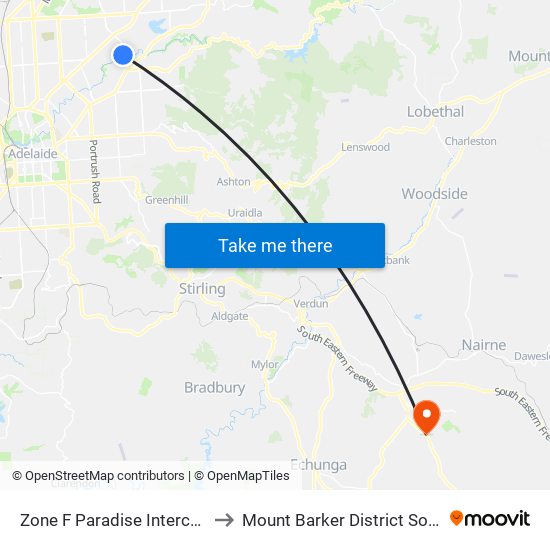 Zone F Paradise Interchange - North West side to Mount Barker District Soldiers' Memorial Hospital map