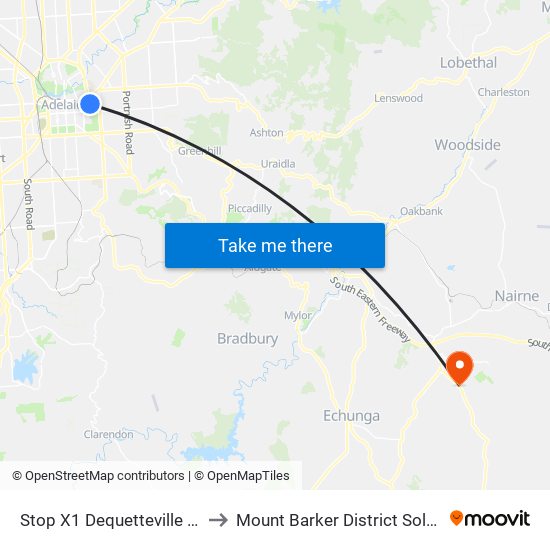 Stop X1 Dequetteville Tce - South West side to Mount Barker District Soldiers' Memorial Hospital map