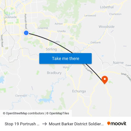 Stop 19 Portrush Rd - East side to Mount Barker District Soldiers' Memorial Hospital map