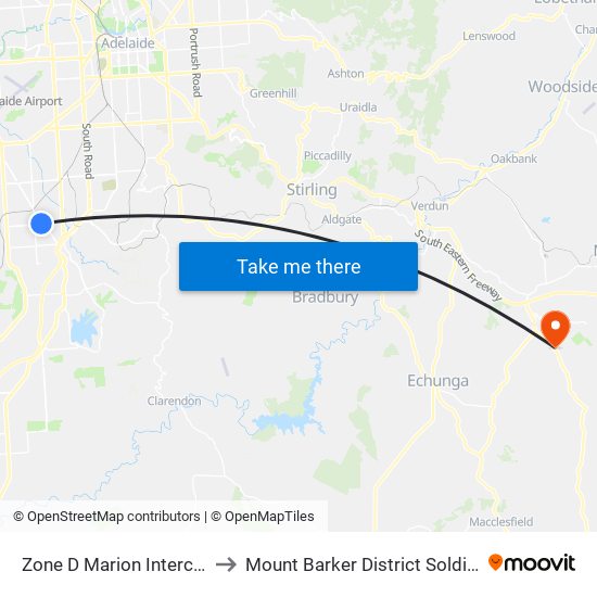 Zone D Marion Interchange - South side to Mount Barker District Soldiers' Memorial Hospital map