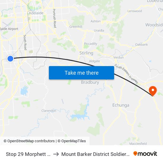 Stop 29 Morphett Rd - East side to Mount Barker District Soldiers' Memorial Hospital map