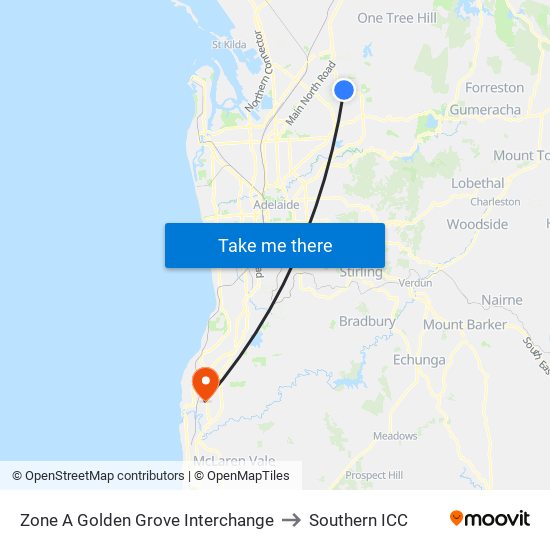 Zone A Golden Grove Interchange to Southern ICC map