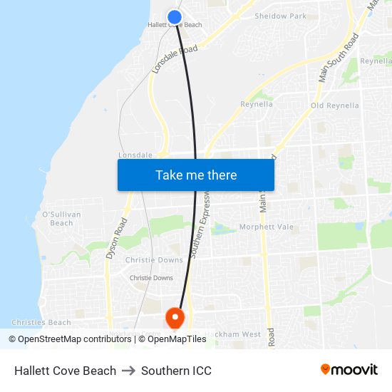 Hallett Cove Beach to Southern ICC map