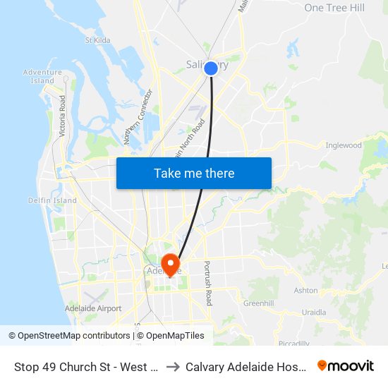 Stop 49 Church St - West side to Calvary Adelaide Hospital map