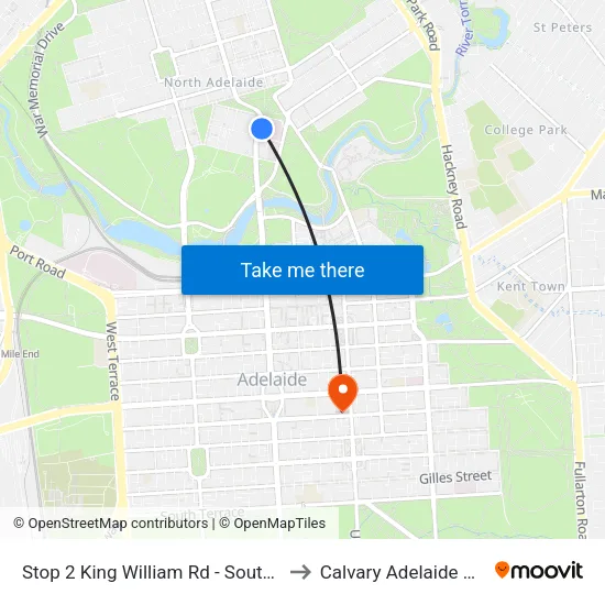 Stop 2 King William Rd - South East side to Calvary Adelaide Hospital map