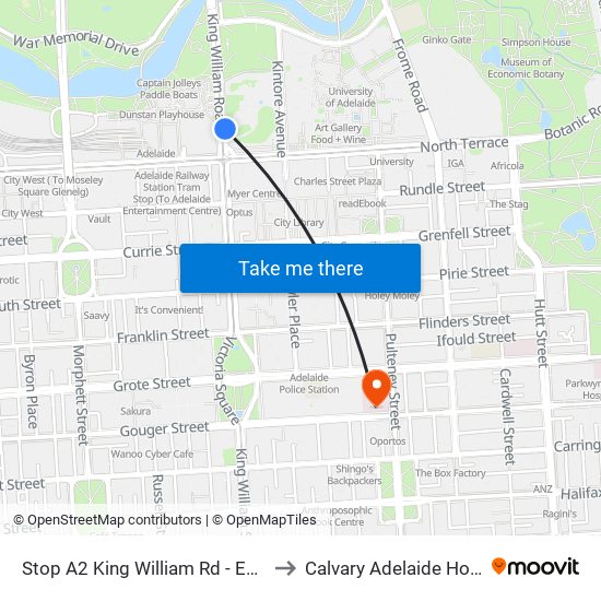 Stop A2 King William Rd - East side to Calvary Adelaide Hospital map