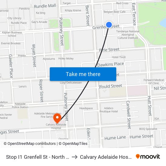 Stop I1 Grenfell St - North side to Calvary Adelaide Hospital map