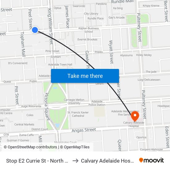 Stop E2 Currie St - North side to Calvary Adelaide Hospital map
