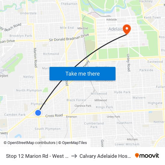 Stop 12 Marion Rd - West side to Calvary Adelaide Hospital map