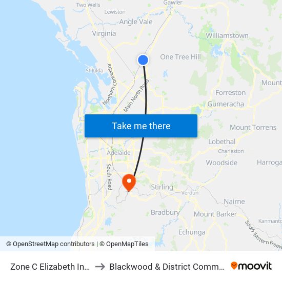 Zone C Elizabeth Interchange to Blackwood & District Community Hospital map