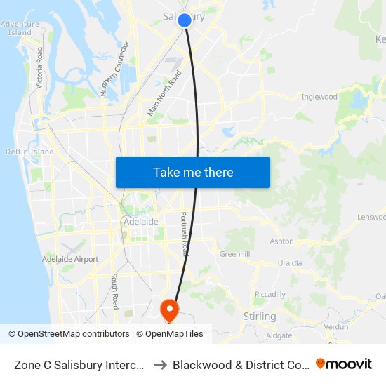 Zone C Salisbury Interchange - West Side to Blackwood & District Community Hospital map