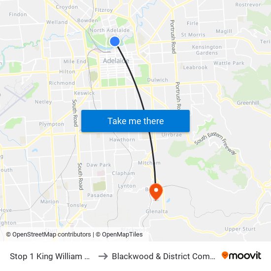 Stop 1 King William Rd - East side to Blackwood & District Community Hospital map