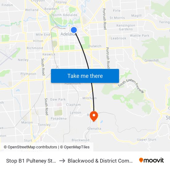 Stop B1 Pulteney St - East side to Blackwood & District Community Hospital map