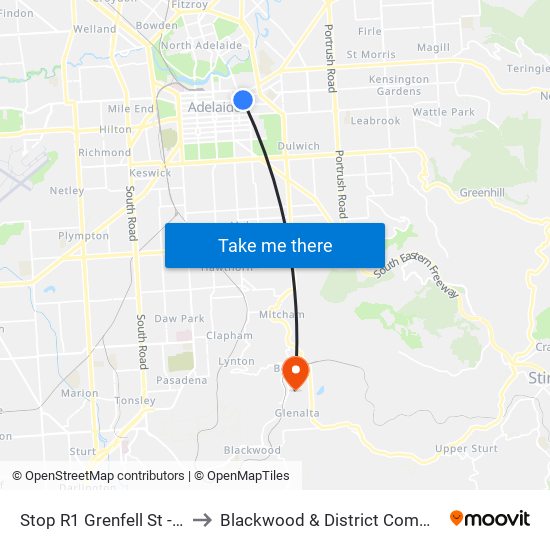 Stop R1 Grenfell St - South side to Blackwood & District Community Hospital map