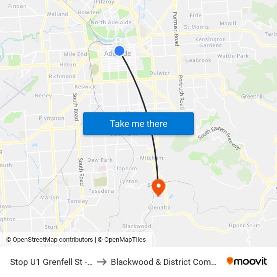 Stop U1 Grenfell St - South side to Blackwood & District Community Hospital map