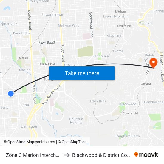 Zone C Marion Interchange - North side to Blackwood & District Community Hospital map