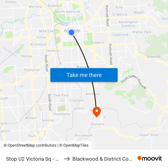 Stop U2 Victoria Sq - North West side to Blackwood & District Community Hospital map