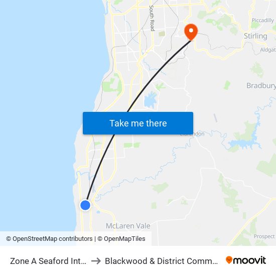 Zone A Seaford Interchange to Blackwood & District Community Hospital map