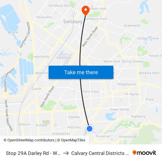 Stop 29A Darley Rd - West side to Calvary Central Districts Hospital map