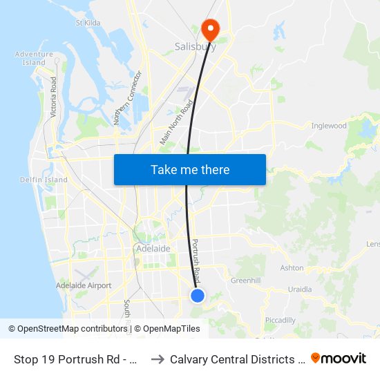 Stop 19 Portrush Rd - West side to Calvary Central Districts Hospital map