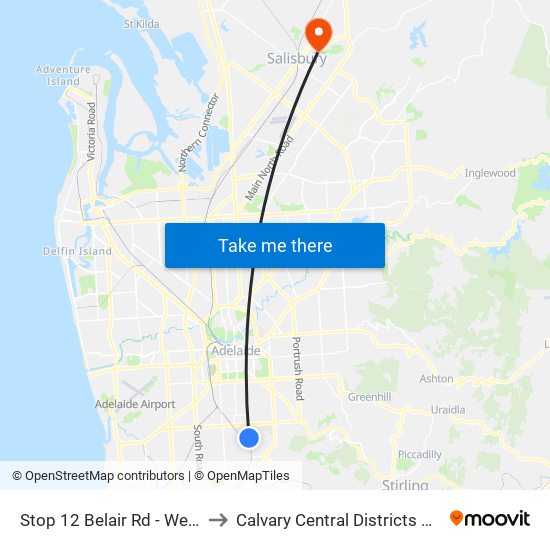 Stop 12 Belair Rd - West side to Calvary Central Districts Hospital map